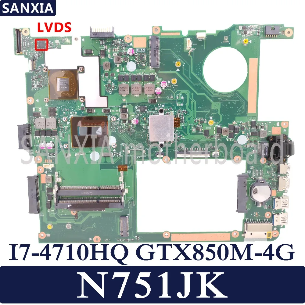 KEFU N751JK محمول اللوحة الأم ل ASUS N751JK N751J N751 اللوحة الأصلية 100% اختبار I7-4710HQ GTX850M-4G LVDS