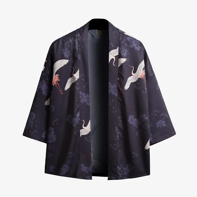 Японское кимоно юката размера плюс 5XL, мужской японский короткий халат, Свободный кардиган kimomo в китайском стиле, кимоно haori - Цвет: as the picture show