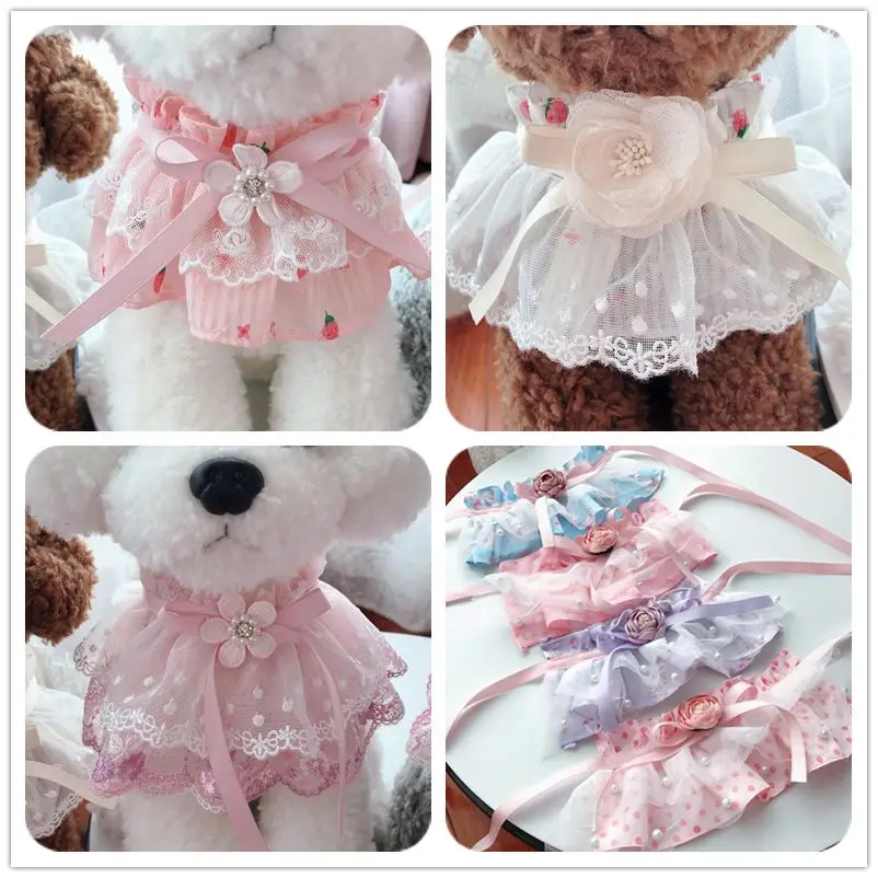 

Pet Flower Lace Bib Pet dogs drool towel Teddy bib sweet Princess Scarf Bib Pet Necklace and Collar