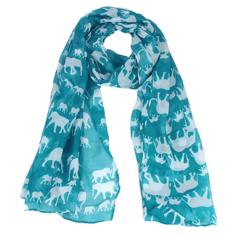 Женский длинный милый шарф с принтом слона, накидка, мягкий носовой платок, женские шарфы, платок, хиджаб, шарф 40FE28 - Цвет: E
