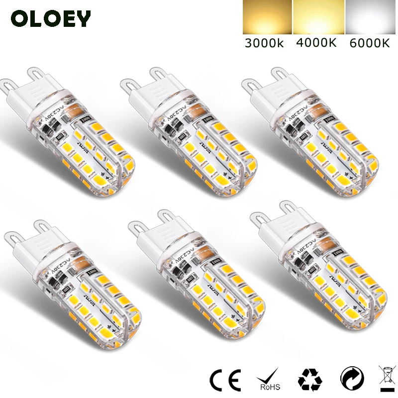 6 шт. светодиодные лампы G9 110 В 220 3 Вт s 32 светодиодный Ода 360 Угол луча Bombilla Luz 2835 SMD