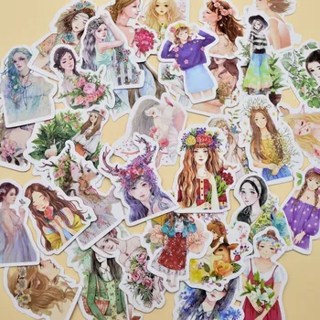 

30pcs Kawaii youthful pretty girls small Sticker Self-made flower Blooming girl Stickers/ flower paper Sticker