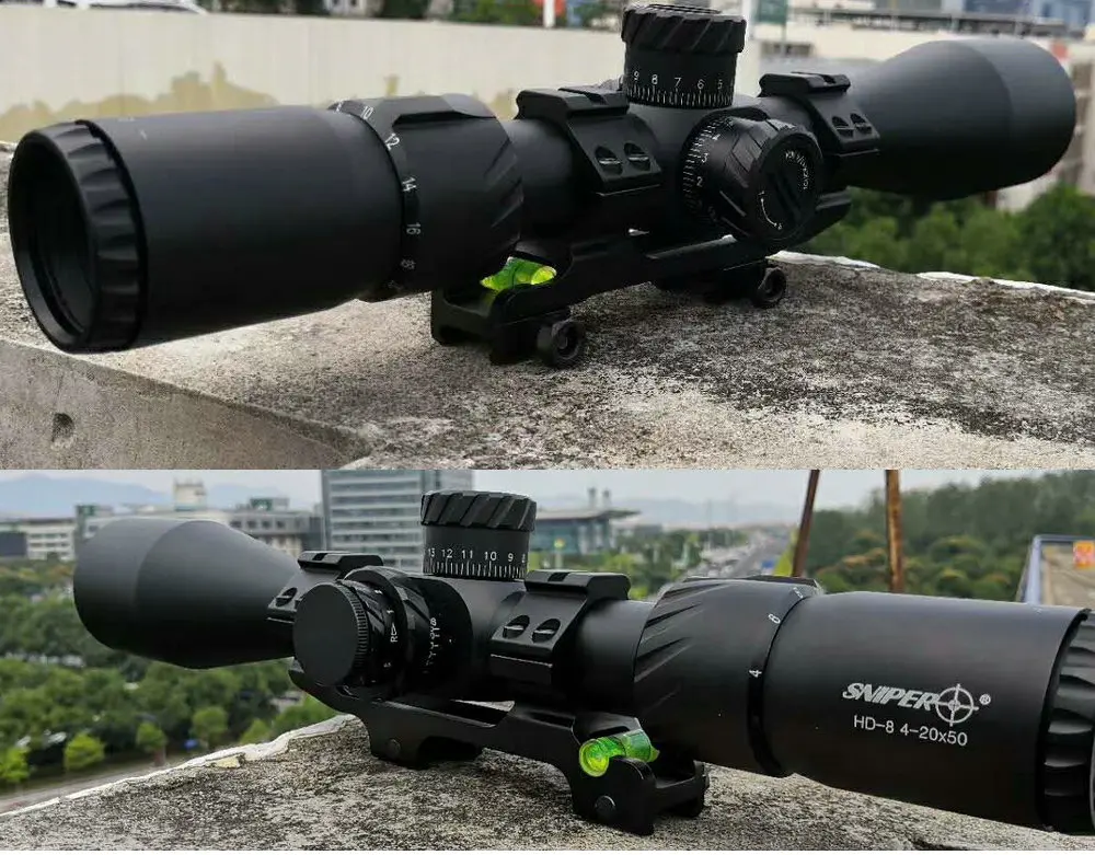 Снайперский HD-8 4-20X50 FFP Riflescope Parallax Adjustment Riflescope первой фокальной плоскостью красный/зеленый Illumilation охотничий прицел