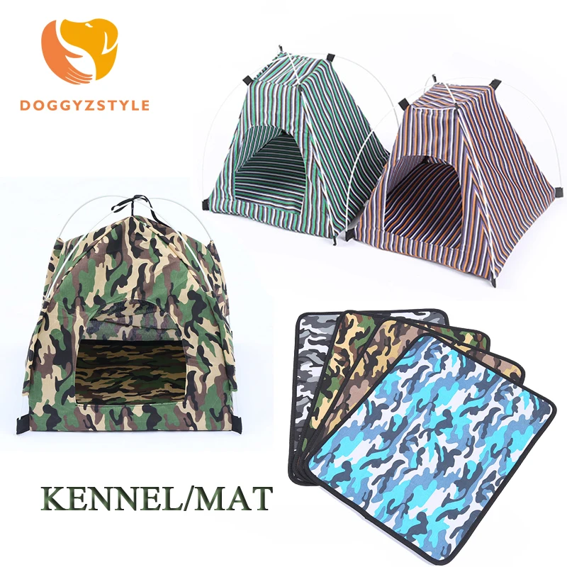 

Pet Cat House Soft Winter Stripe Camouflage Dog Tent Kennel Camouflage Cloth Mat Dog House Nest For Medium Pets DOGGYZSTYLE