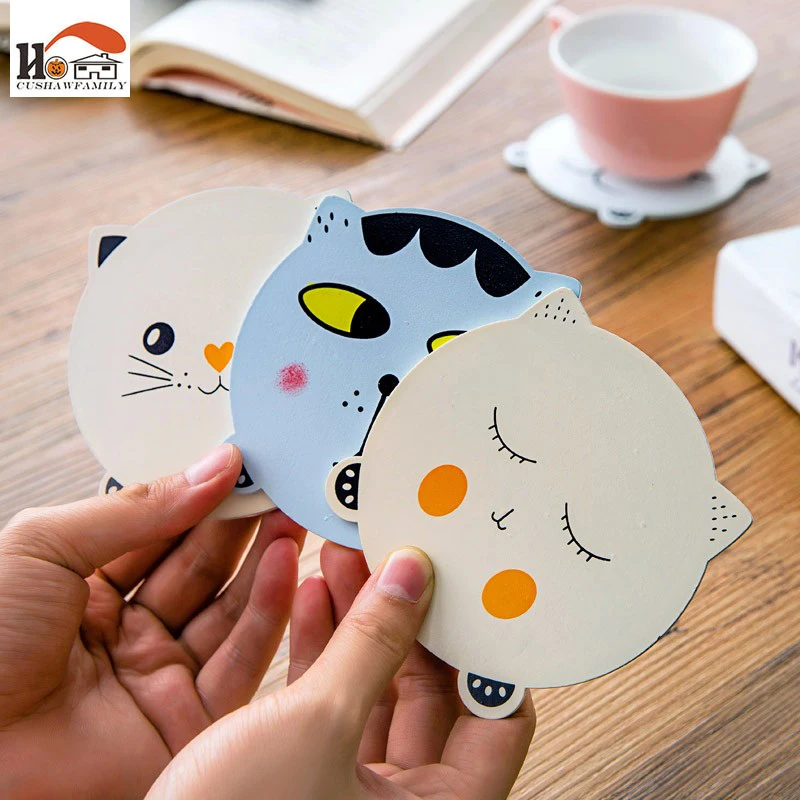 

1 pcs Cute cat Durable wood Heat Resistant Mat Coaster Cushion Placemat Pot Holder Coffee Table Cup Mats Pad Kitchen Tools