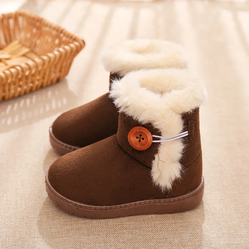 New Winter Kids Shoes  Toddler Cute Warm Short Boots Girls Plus Velvet Snow Boots Size 20-35