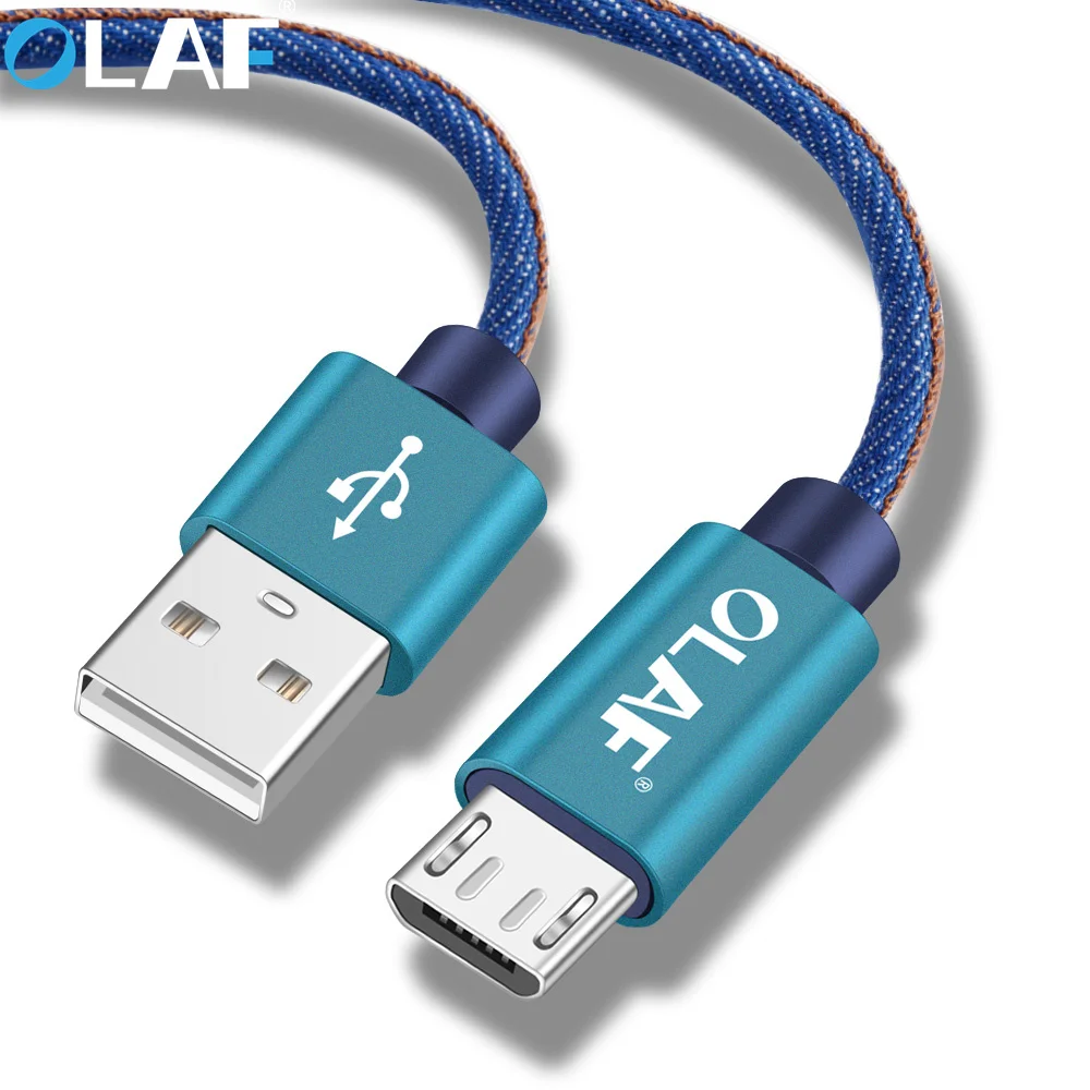 أولاف 2 M الدنيم المصغّر usb كابل شحن ل Xiaomi 2.4A سريع شاحن الهاتف المحمول كابل usb لسامسونج هواوي الروبوت سلك USB