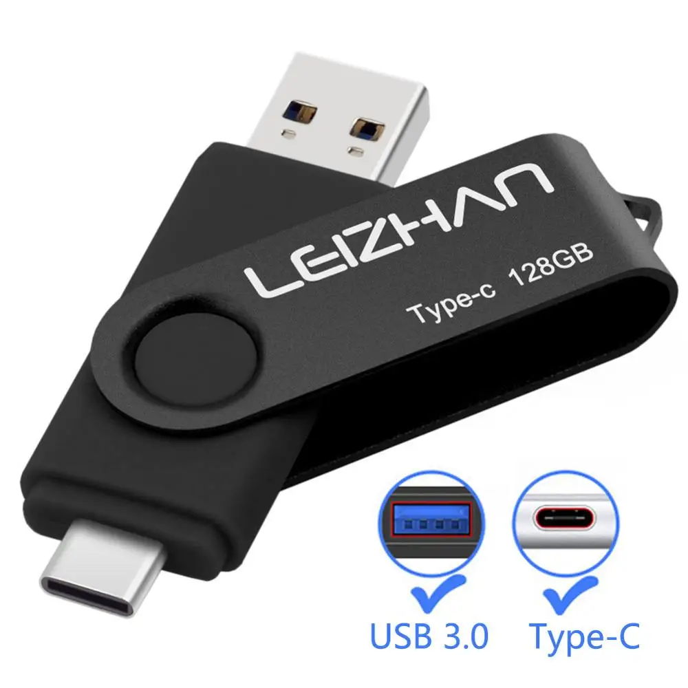 LEIZHAN OTG USB флеш накопитель 3 0 Type C 256 ГБ 128 Гб 64 32 16 для Huawei P30 Samsung S10 S9 S8 Stick|USB