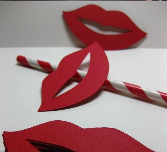 

Promotion! Retail 100 Pcs/Lot Red Sexy Lip DIY Decoration For Party Paper Straw Photo Props
