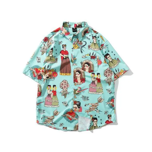 

Japanese Anime Shirt Men Loose Hip Hop Hawaiian Shirts Women Casual Streetwear Summer Short Sleeve Printing Top