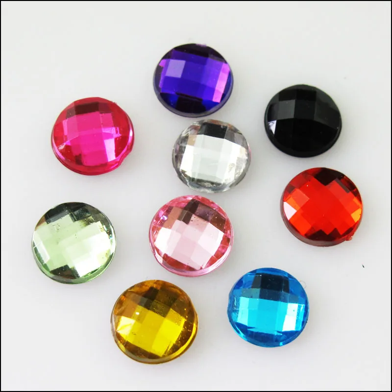 New 70Pcs Mixed Faceted Round Acrylic Plastic Rhinestone Flat Back 10mm ...