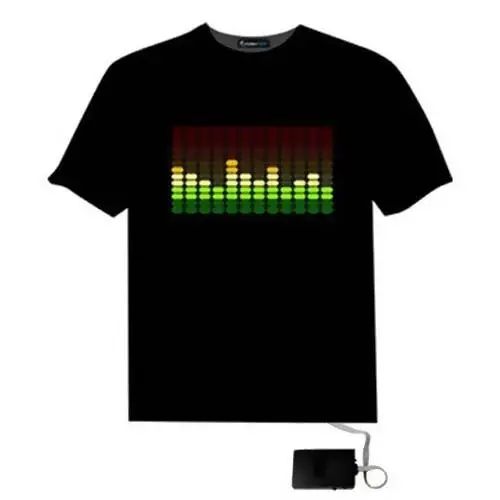 

Fshion Sound Activated Light Up Flashing Rock Disco Equalizer Short Sleeve LED T-Shirt