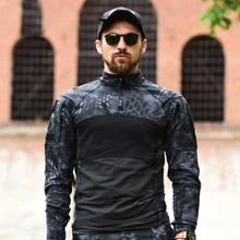 Новая популярная уличная футболка мужская с длинным рукавом охотничья Тактическая Военная армейская рубашка Униформа походная дышащая рубашка 4 цвета