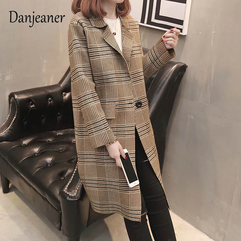 Danjeaner England Style Autumn Winter Wool Coats Women Long Blazers and Jackets Vintage Long Sleeve Plaid Female Blazer Danjeaner England Style Autumn Winter Wool Coats Women Long Blazers and Jackets Vintage Long Sleeve Plaid Female Blazer