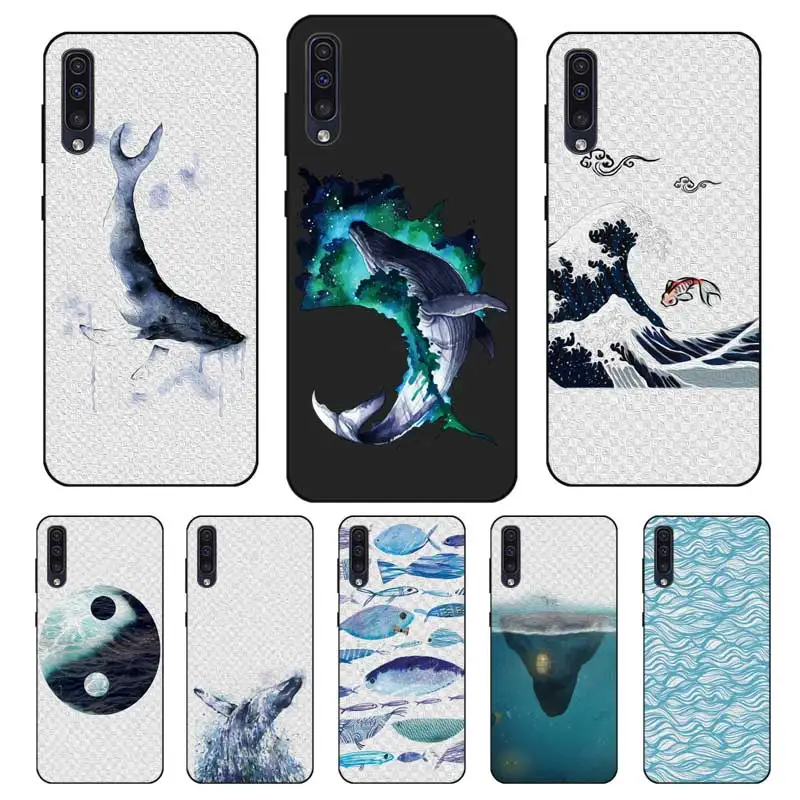 N465 КИТ и океан Черный силиконовый чехол для samsung Galaxy A2 Core A6 A7 A8 A9 A10 A30 A40 A50 A60 A70 A80 A90 5G