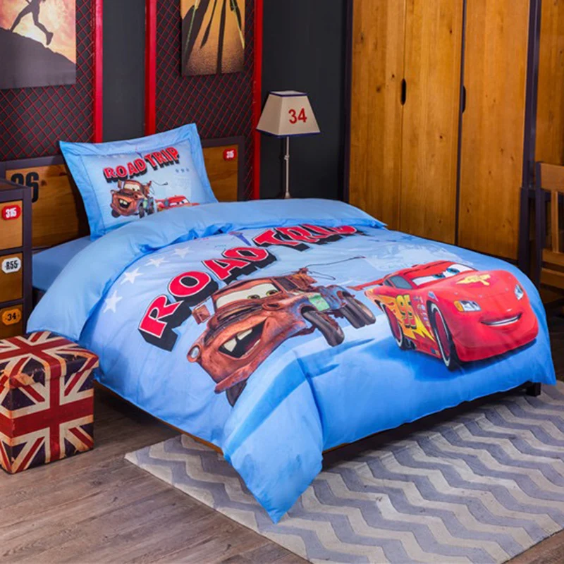 

DISNEY Cartoon 95 McQueen Road Trip 100% Cotton Bedding Set Duvet Cover Sheet Set Single Queen Size For Kids Beddings
