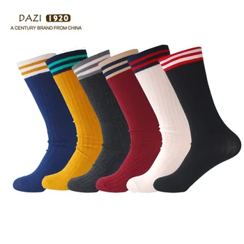 

6 Colors Japanese Korean Students Adult Cotton Pile Stockings Female Two Bar Straight Long Tube Sox Thigh High Knee Socks
