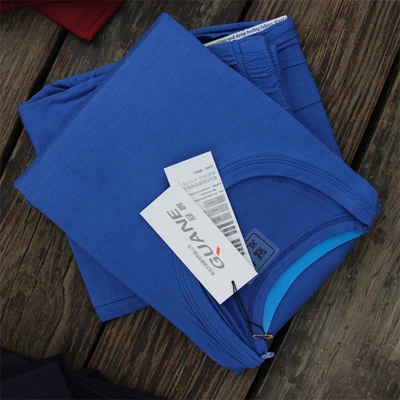 Высокое качество плюс размер 7XL мужские кальсоны костюмы мужские тонкие модальные термобелье наборы o-образным вырезом и брюки - Цвет: Синий