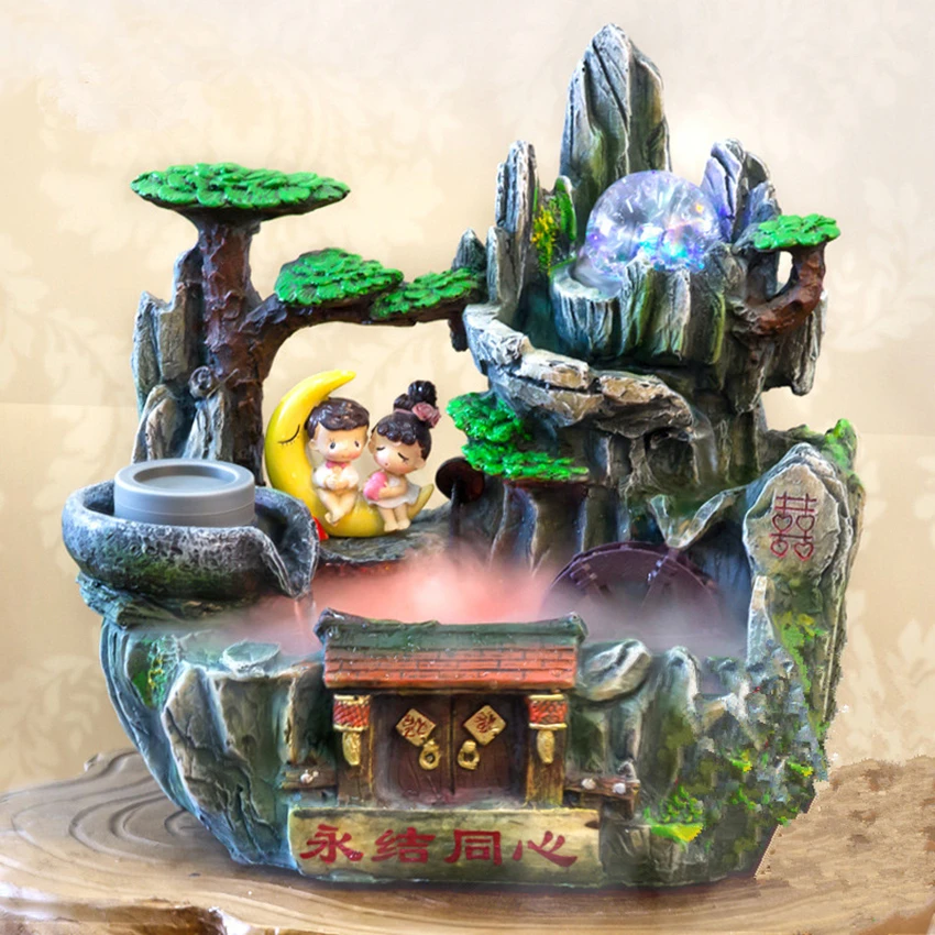 decorative resin crafts creative wedding gift water fountain feng shui wheel office amp home decoration