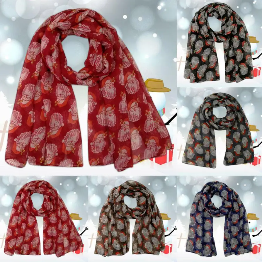 

Newest Women Scarves Fashion Merry Christmas Printed Scarf Shawl Elastic Neckerchief Exquisite Poncho Wrap Soft Shawls Echarpe