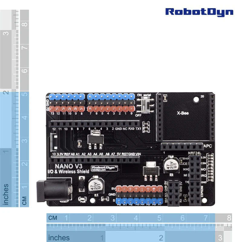 Nano V3.0 I/O& беспроводной щит, для Arduino Nano V3 распиновка.(В сборе