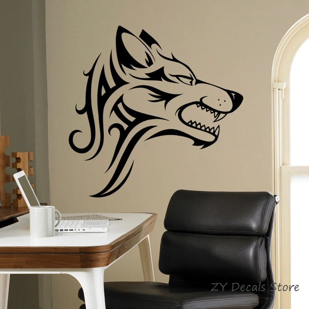 Tribal Wolf Wall Decal Beast Wild Animal Vinyl Sticker Home Decor