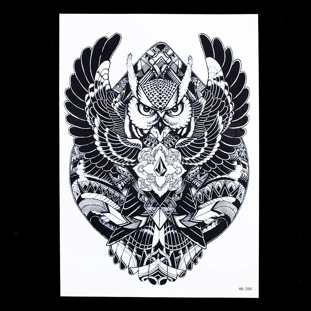 1 Piece Tahan Air Stiker Geometri Terbang Owl Tattoo Desain HB398