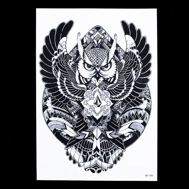 1 piece waterproof decal geometry flying owl tattoo design hb398 1 piece waterproof decal geometry flying owl tattoo design hb398