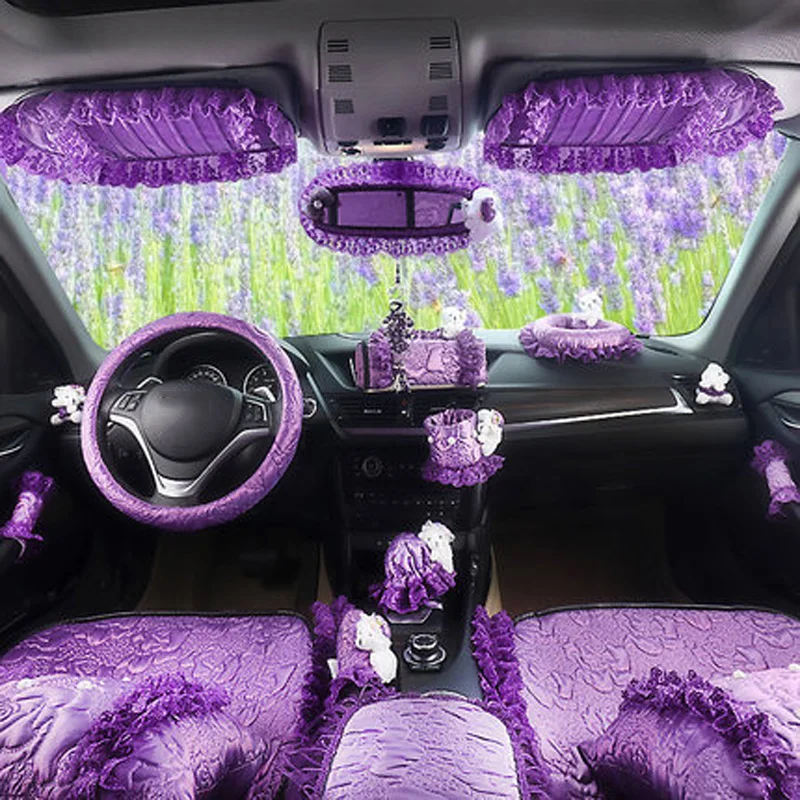 Accessori per la decorazione d'interni dell'auto viola per le donne Set di  coperture per freni a mano con cambio per cintura di sicurezza in seta per  ragazze - AliExpress