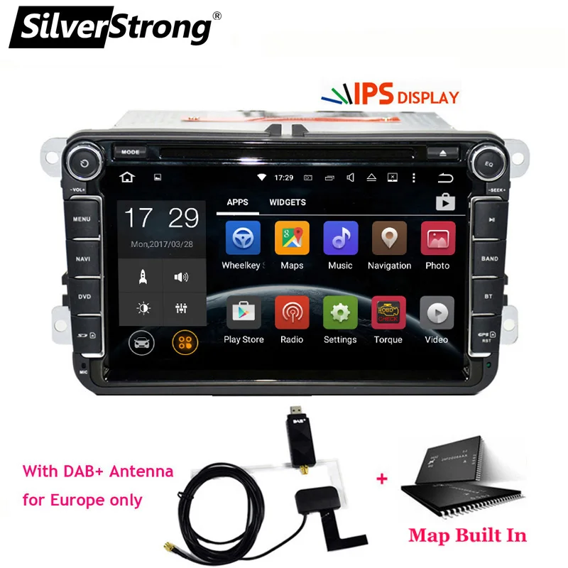 SilverStrong 2Din ips ANDROID9.0 автомобильный DVD для VW Android для Volkswagen для Passat для гольфа для Polo/Octavia радио для Skoda 801 - Цвет: 801X30 DAB