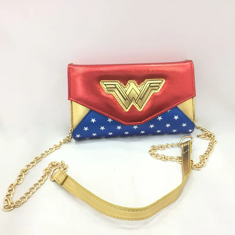

New Messenger Bags Movie Wonder Woman Logo Print Shoulder Bag Cartoon Anime Gifts Young Students Girls Lady Leather Purse Clutch