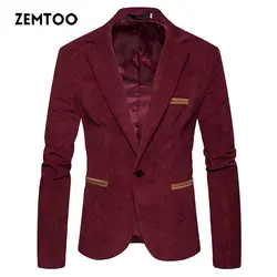 Zemtoo Мужской Блейзер Slim Fit костюм куртка 2018 весна осень верхняя одежда пальто костюмы для мужчин s Блейзер брендовая одежда сплошной цвет