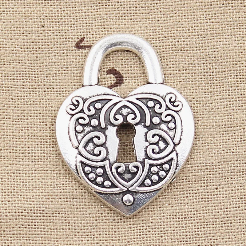 

5pcs Charms heart lock 32x22mm Antique Silver Plated Pendants Making DIY Handmade Tibetan Silver Jewelry