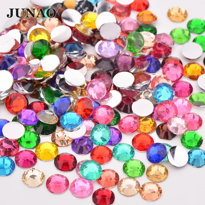 

JUNAO 2 3 4 5 6 mm Mix Color Crystal Round Facet Rhinestones Small Resin Strass Flat Back Beads Non Sewing Stones for DIY Crafts