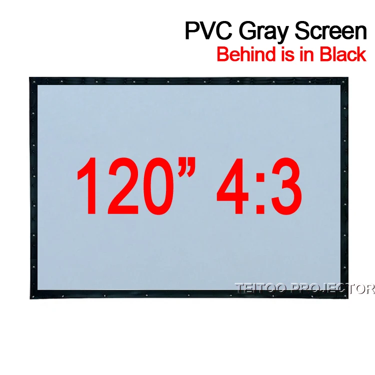 120 Inches 4:3 PVC Soft Gray-Black Projection Screen Curtain Film for HD Home Theater TV Video Projector Outdoor Outside Movies |