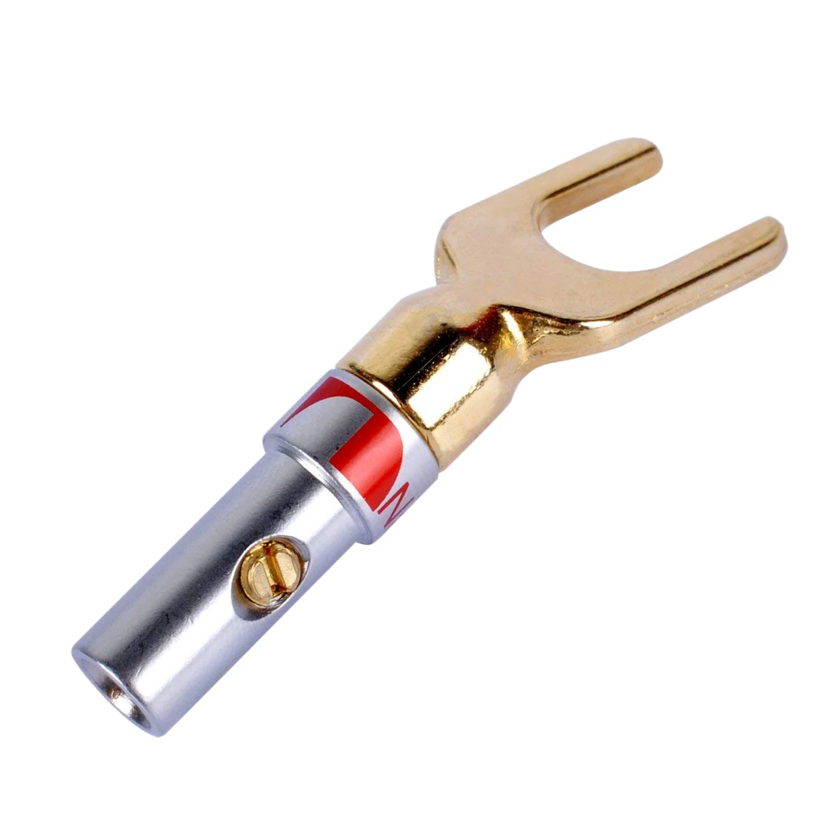 Y Plug 45 Degree Spade Connector for speaker wire DIY 8 Pack (4 Black 4