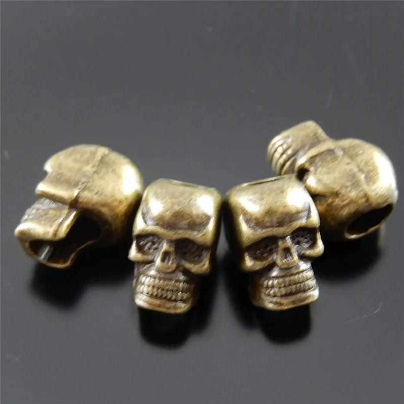 50PCS Antique Bronze Tone Mini Small Skull Skeleton Beads Jewelry Making Accessory Bracelet Necklace Component Handmade Crafts