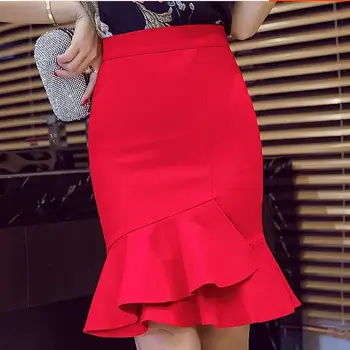 

2018 Summer Women Fashion office lady High-waist Slim Fishtail Package Hip trumpet meimaid skirt plus size 5XL