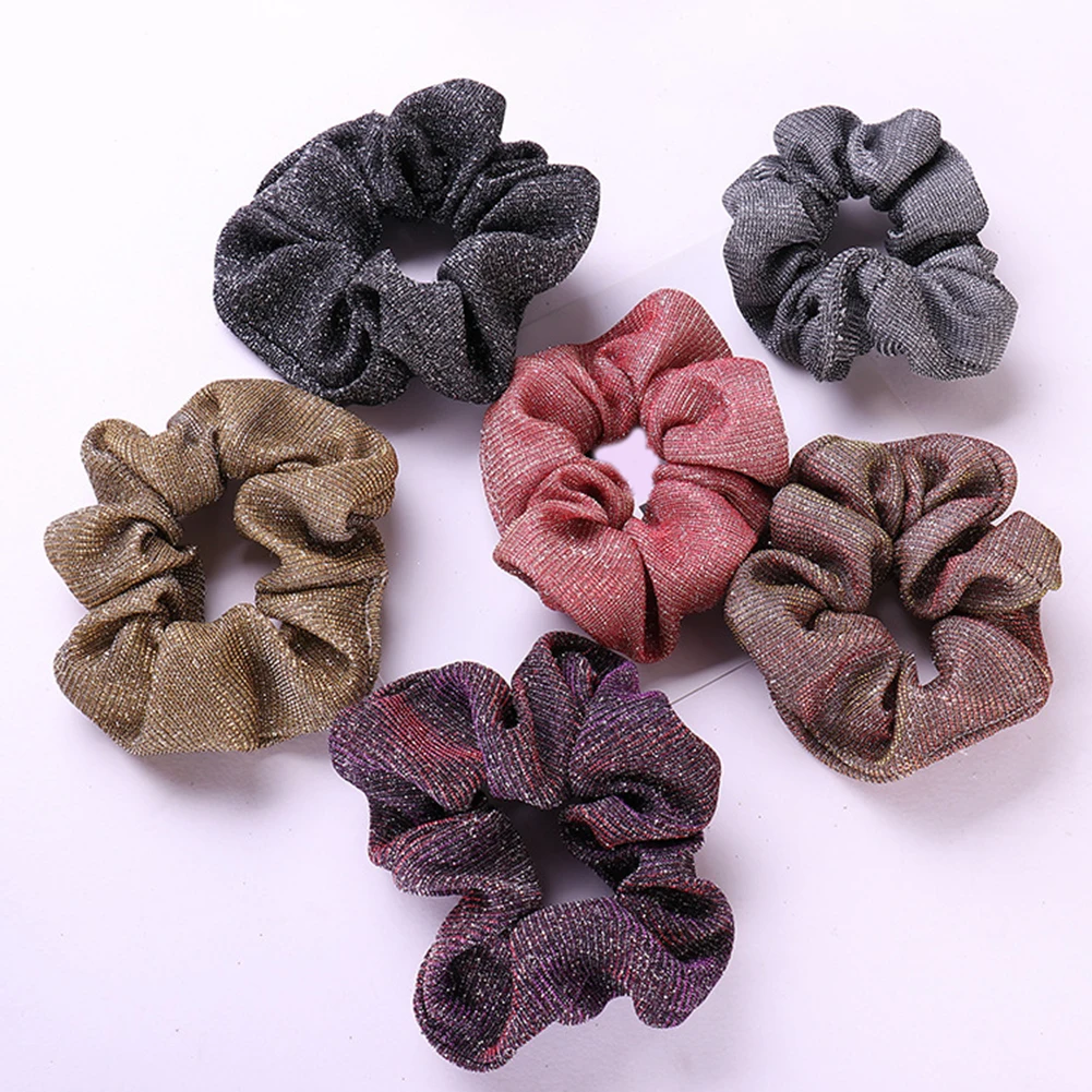 

2019 New Arrival Large Size Scrunchie Glitter Elastic Hair Ring Shiny Women Girls Hair Accessories Ponytail Hair Ties Rope Gum