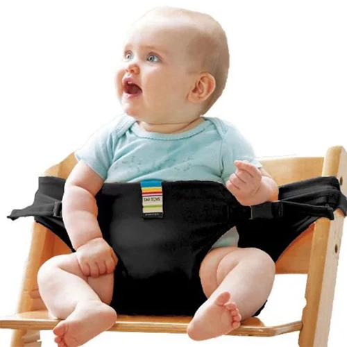 Детское обеденное кресло с ремнем безопасности, переносное сиденье, кресло для обеда, растягивающееся кресло для кормления, детское сиденье-бустер - Цвет: Черный