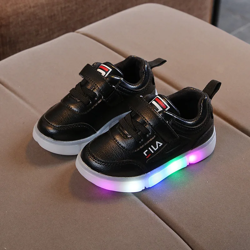Spring/Autumn New brand Fashion baby sneakers solid LED lighted footwear Classic Cool infant tennis 5 stars baby casual shoes