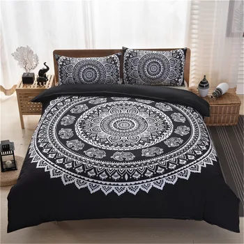 

FUYA Bohemian Style Bedding Queen Size Home Textile Fabric Polyester 3-Piece Duvet Cover Sets, 3D Bohemia Bedding
