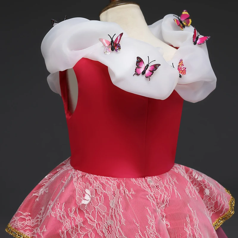 Маскарадный костюм принцессы для маленьких девочек; платье для рождественской вечеринки с кружевными рукавами; платье-пачка на Хэллоуин; карнавальный костюм; Vestidos; детское платье для девочек