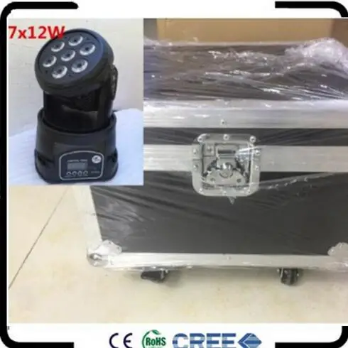 

4pcs/lot with flight casflightcase led wash mini moving head light 7x12w rgbw 4in1 led dmx controller dj disco light