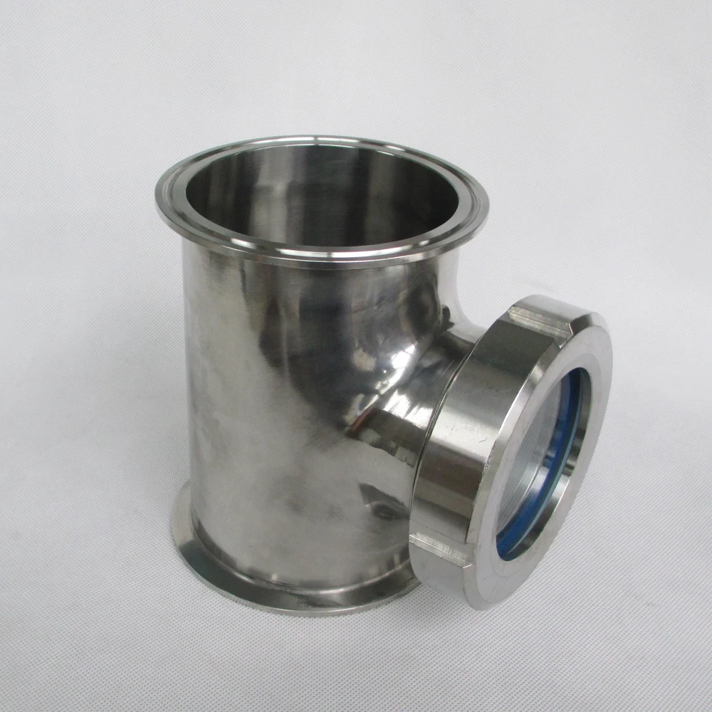 

4" Sanitary Tri-clamp Tee with 3'' Union Process View Sight Glass SS304
