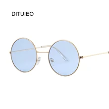 Gafas de sol redondas de diseñador de marca para mujer, montura de Metal Vintage a la moda, lentes de sol para dama, gafas ovaladas para mujer