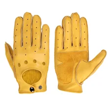 Guantes de Moto de cuero Retro para hombre, Guantes de Moto de dedo completo, Guantes de Moto Vintage para motorista, Guantes de montar con pantalla táctil