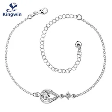 New Design Large Stock Delicate Handmade Silver Plated Anklet bracelet Pear shape cz Zirconia stone with extension chain