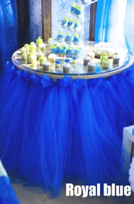 Royal blue 100x100 см с вуалью и балетной пачкой Юбка для стола детского дня рождения с фатиновой юбкой Юбка для стола Обручение события вечерние поставки Свадебные украшения 29 Цвета - Цвет: Royal blue