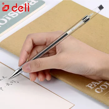 

Deli 12 Pcs/set Black ink Gel Pen 0.5mm Writing Neutral Pens 2018 New Arrival Gel Pen School Office Supplies Students Stationery